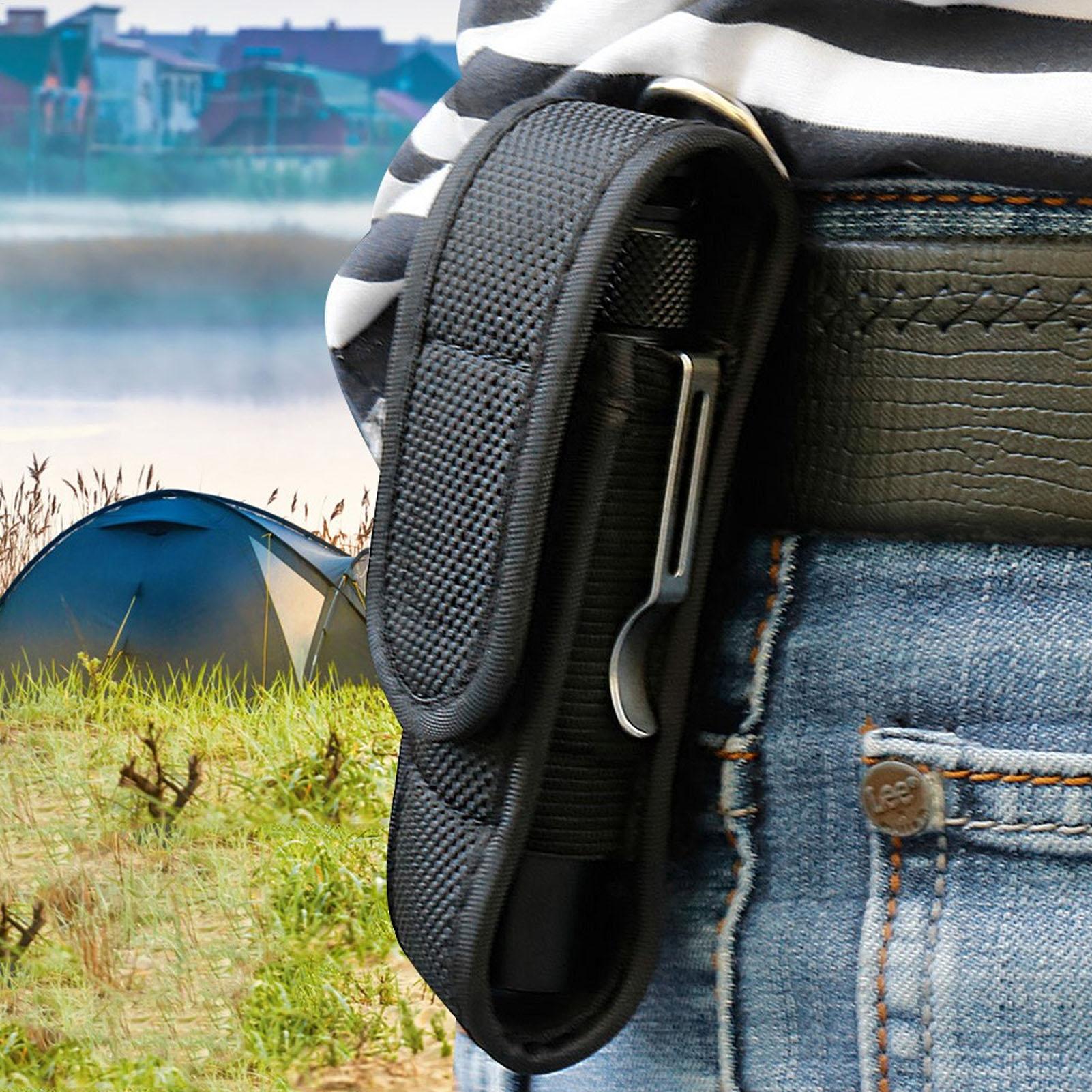 Outdoor Adventure Trips - ไฟฉาย LED พร้อมเคสป้องกัน กระเป๋าหนังใส่ไฟฉายคาดเอวสำหรับกิจกรรมกลางแจ้ง กระเป๋าเก็บไฟฉายสำหรับปั่นจักรยาน เหมาะสำหรับการเดินป่าและล่าสัตว์