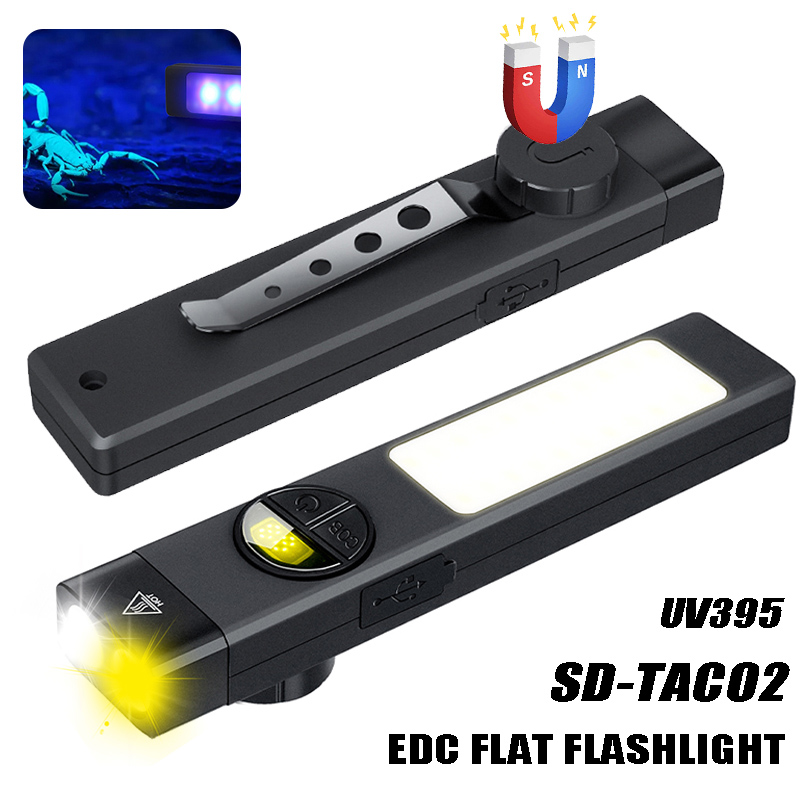 Outdoor Adventure Trips - COB + LED ไฟฉายมัลติฟังก์ชั่นพร้อมแสง 395UV ไฟฉายชาร์จแบบพกพาพร้อมแม่เหล็กที่แข็งแกร่งโคมไฟฉุกเฉินสำหรับตั้งแคมป์กลางแจ้ง