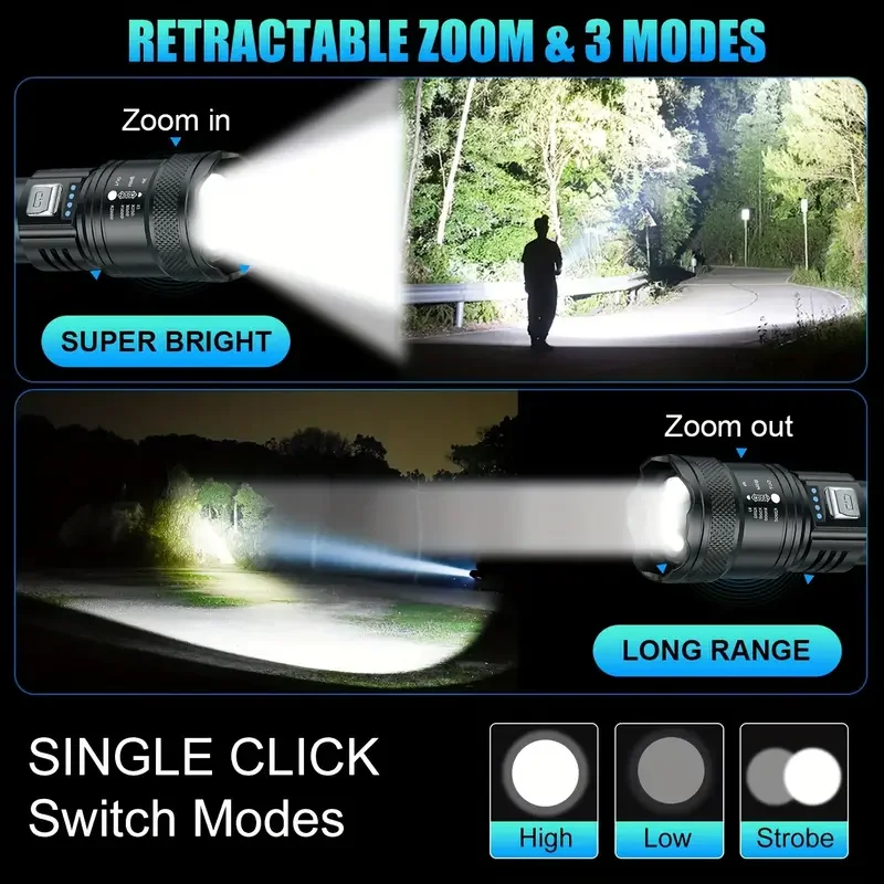 ไฟฉาย LED ยุทธวิธี 2000LM ชาร์ - Outdoor Adventure Trips บทวิจารณ์และราคา